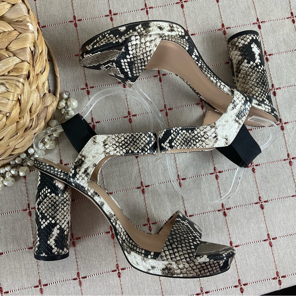 🍀HP🍀 Franco Sarto “Noa” Snakeskin Embossed Heeled Sandals Size 9.5 NWOB - Picture 6 of 8